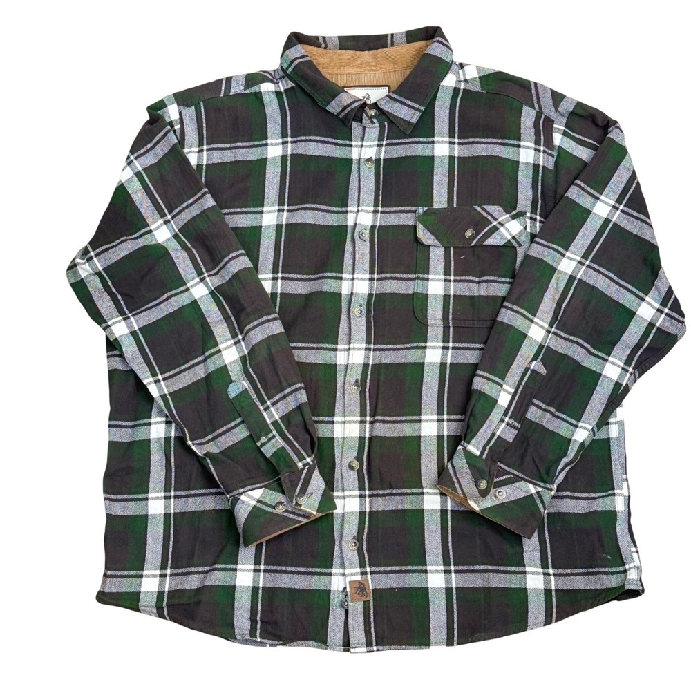 Legendary Whitetails Buck Camp Flannel Shirt Men XL Green Casual Outdoors